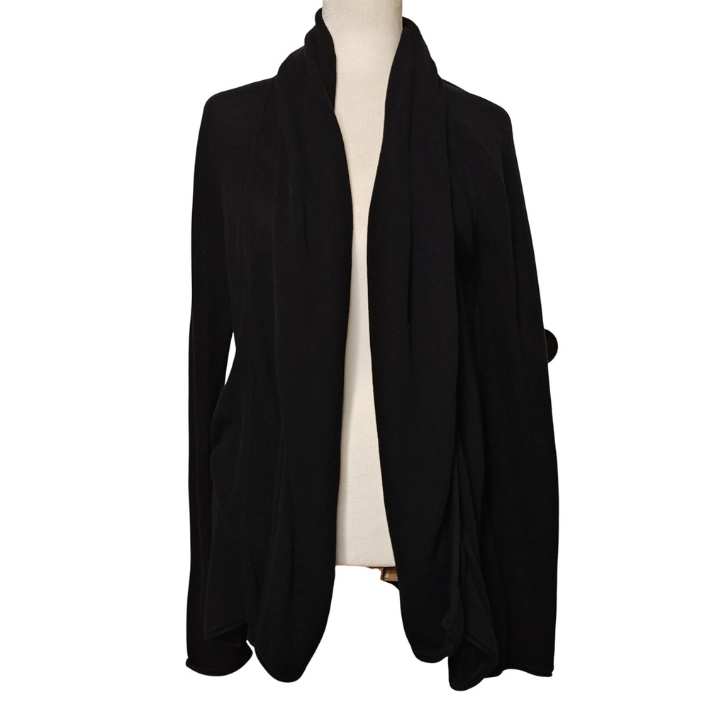 Peruvian Connection Cardigan Womens XL Black 100% Pima Cotton Draped Shawl Neck